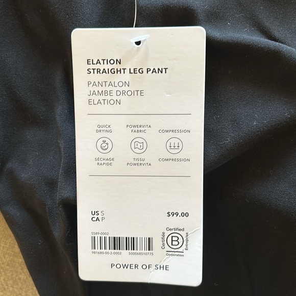 NEW Athleta Elation strait leg, black pants, size small - Picture 7 of 7